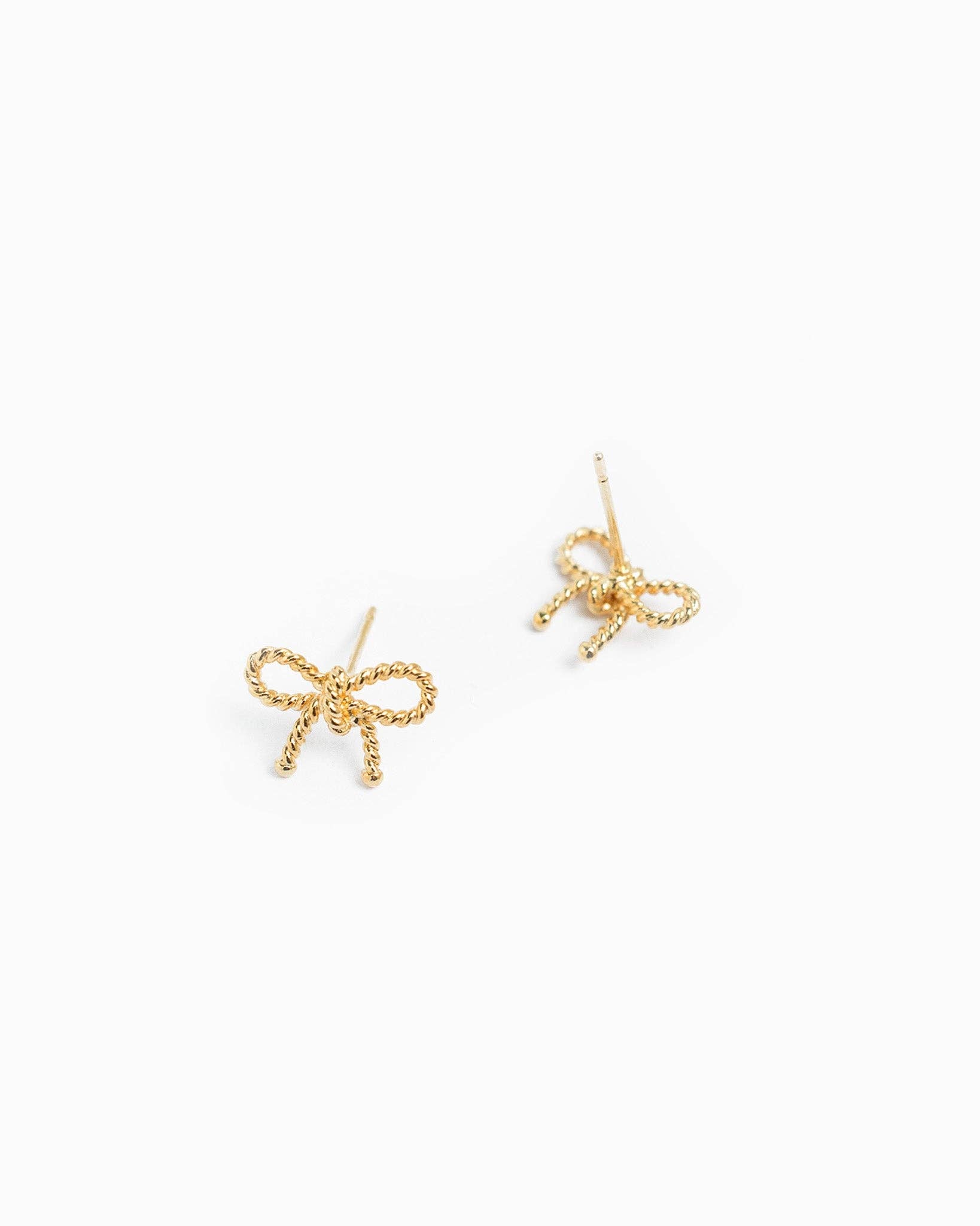 Rope Textured Bow Stud Earrings, Feathered Farmhouse