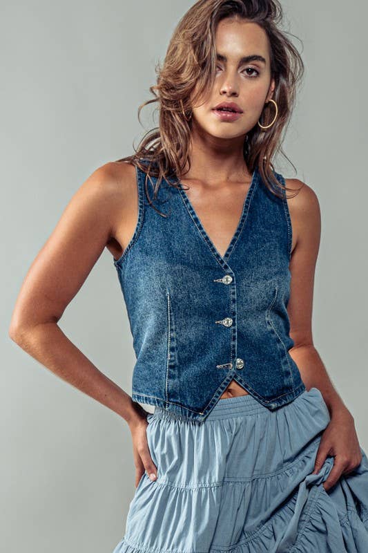 Denim Vest, Feathered Farmhouse