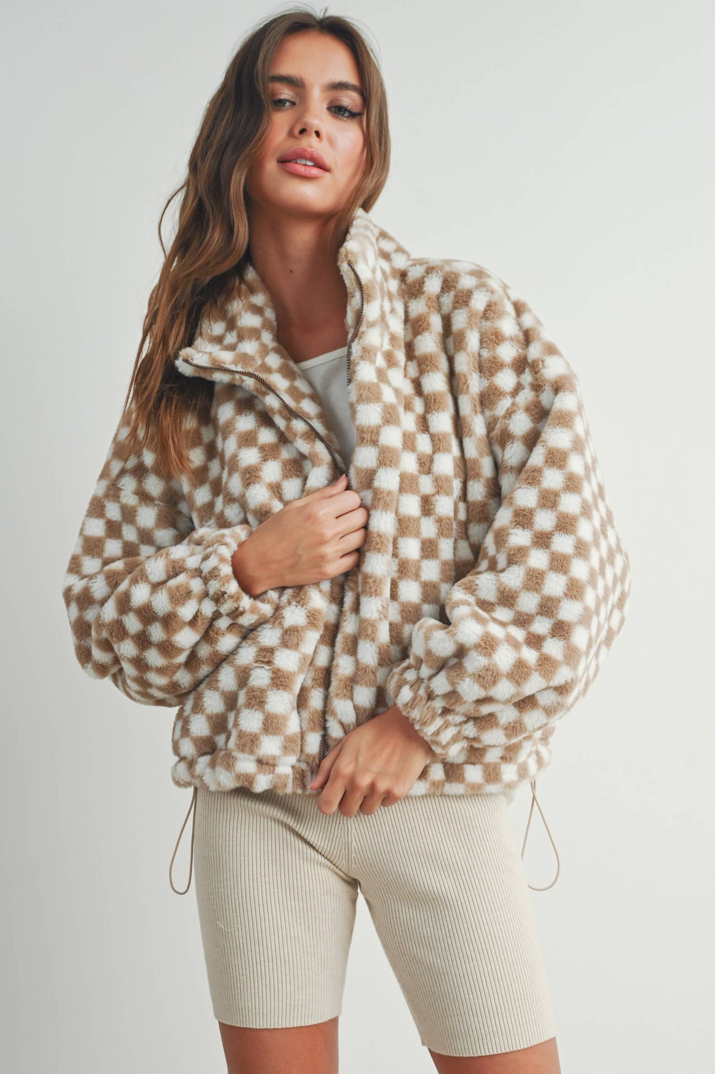 Checker Teddy Jacket, The Feathered Farmhouse