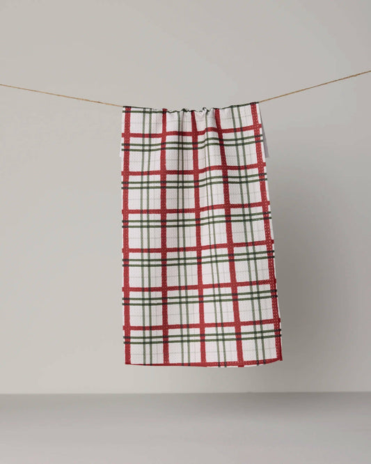 Ribbon Plaid Mini Towel, Feathered Farmhouse