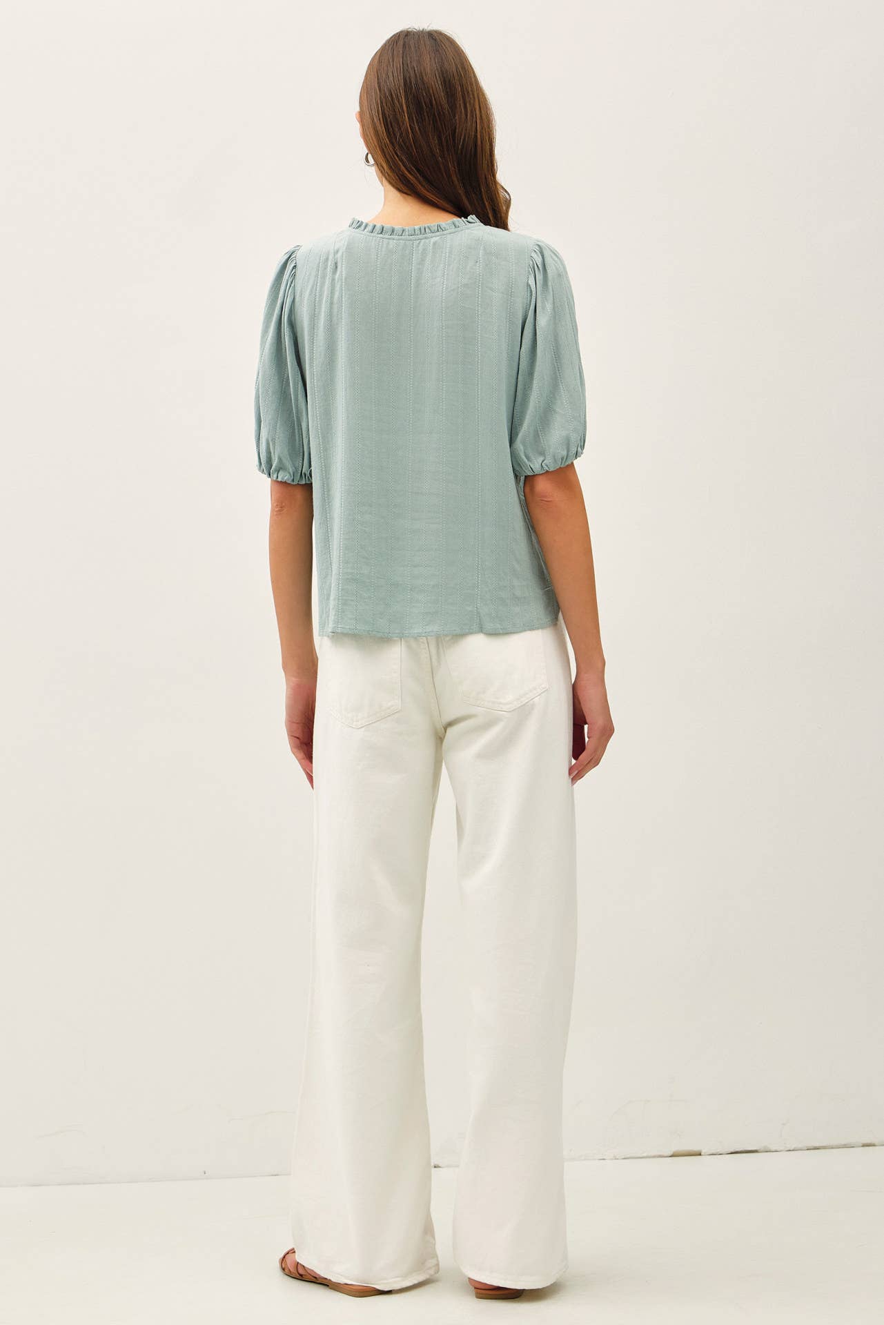 Ruffle Trim Blouse, Feathered Farmhouse