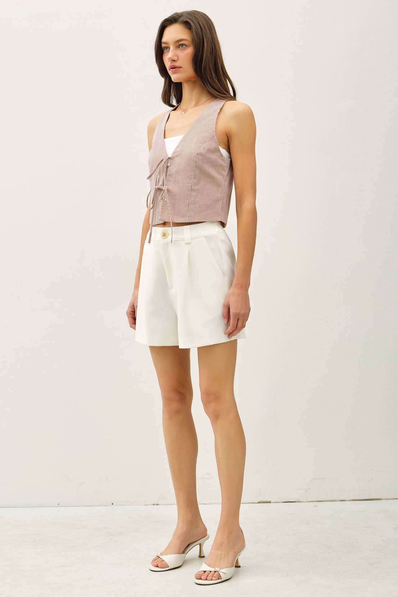 Pinstriped Cotton Vest, Feathered Farmhouse