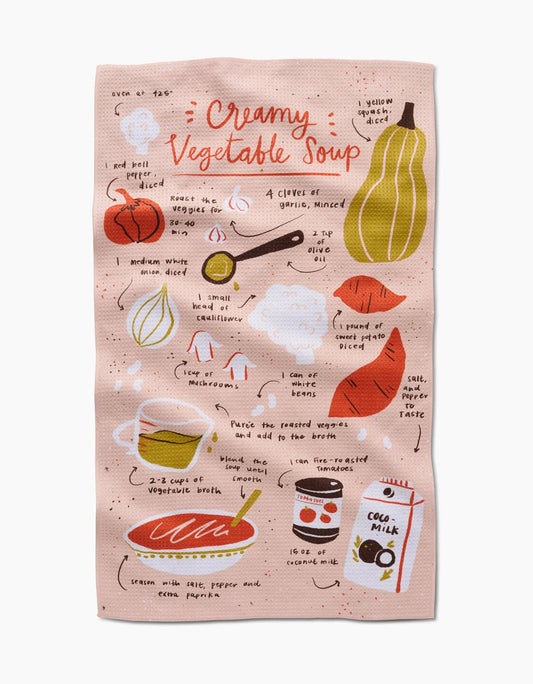 Creamy Veggie Soup Geometry Tea Towel, Feathered Farmhouse