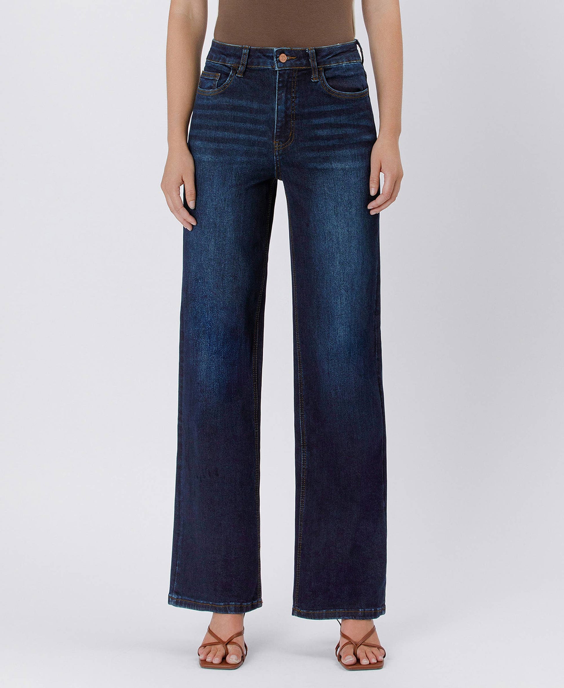 90's Vintage Super High Rise Dark Wash Loose Jeans, Feathered Farmhouse