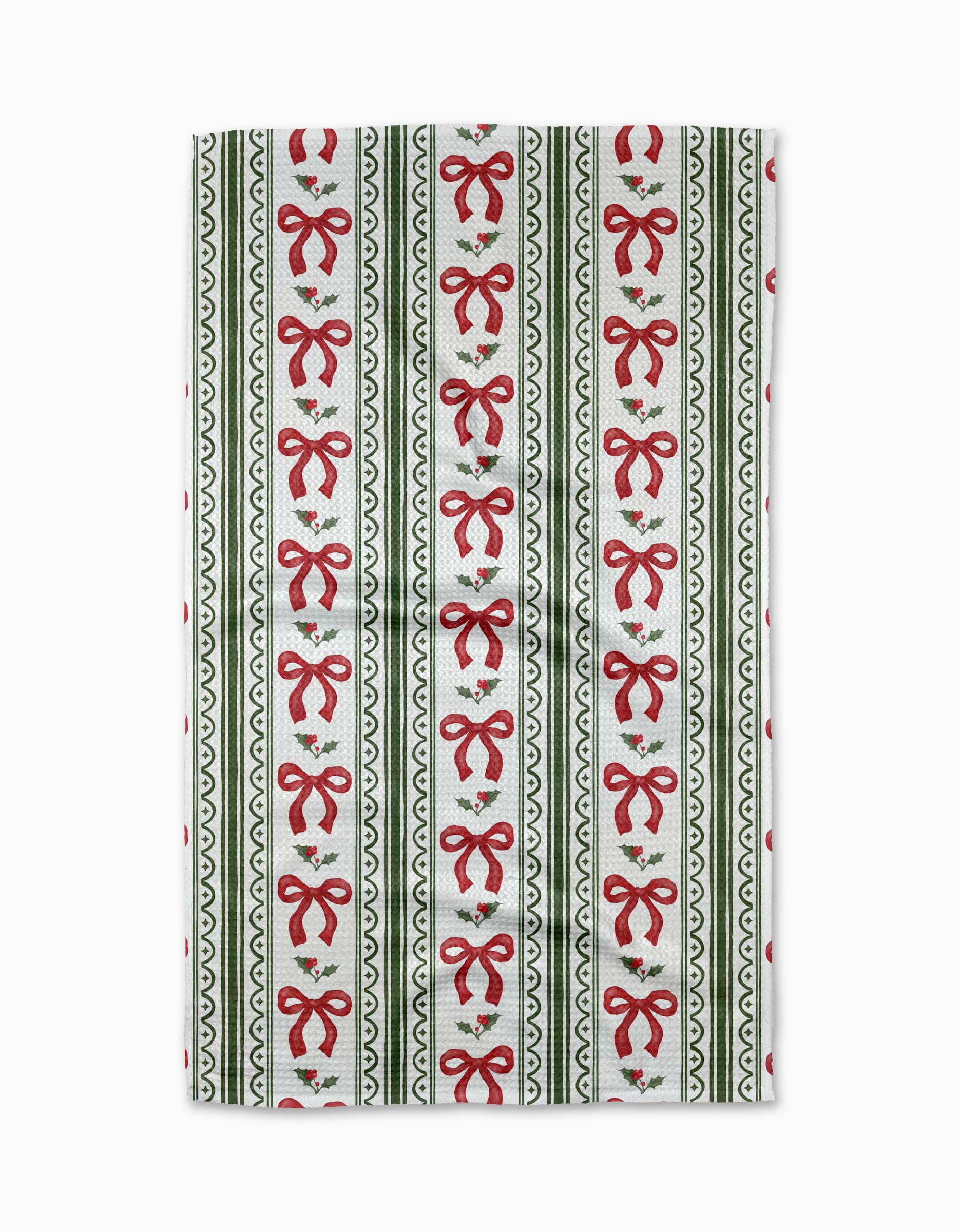 Christmas Bow Stripe Tea Towel, Feathered Farmhouse