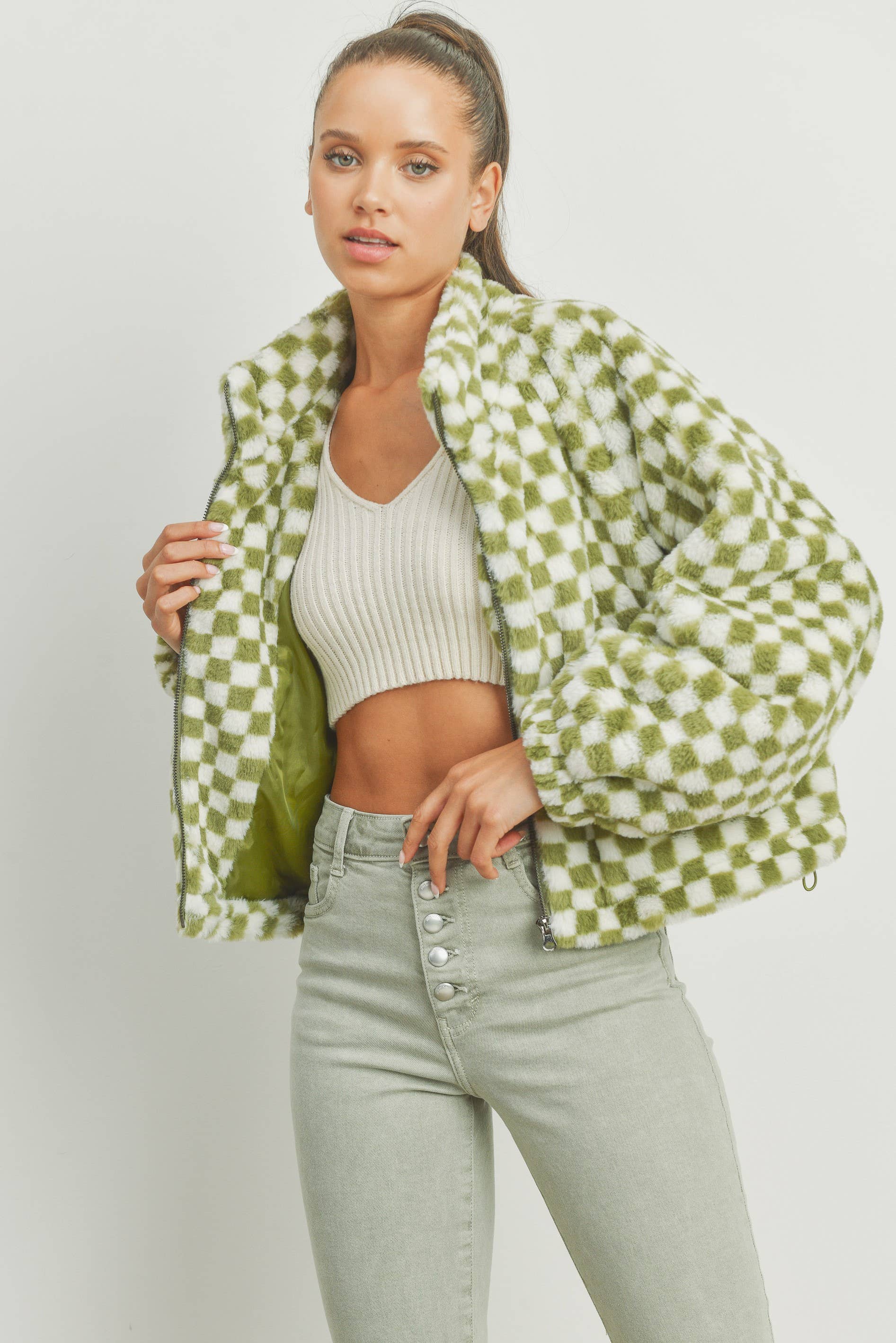 Checker Teddy Jacket, The Feathered Farmhouse