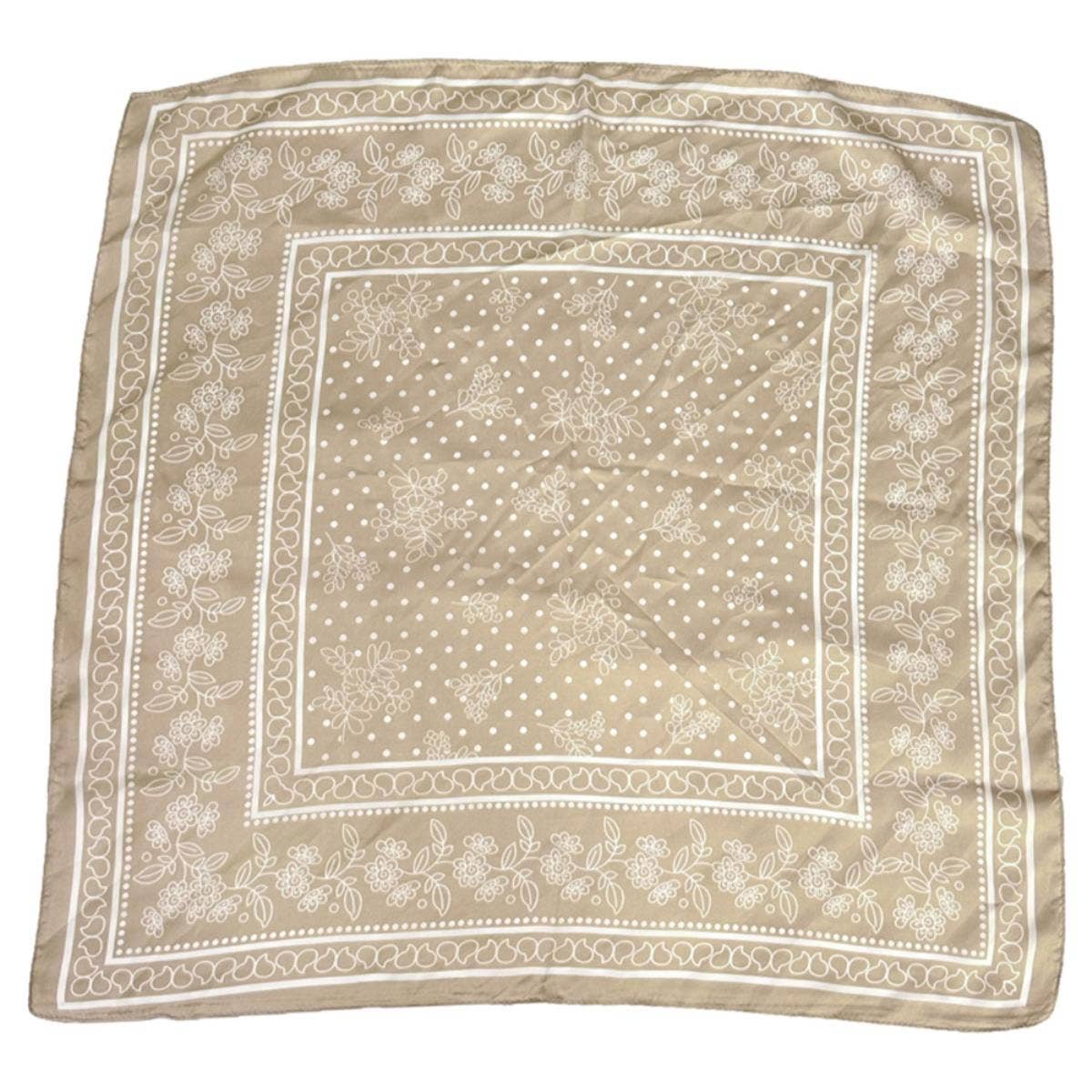 Taupe Sweet Flora Bandana Scarf, Feathered Farmhouse