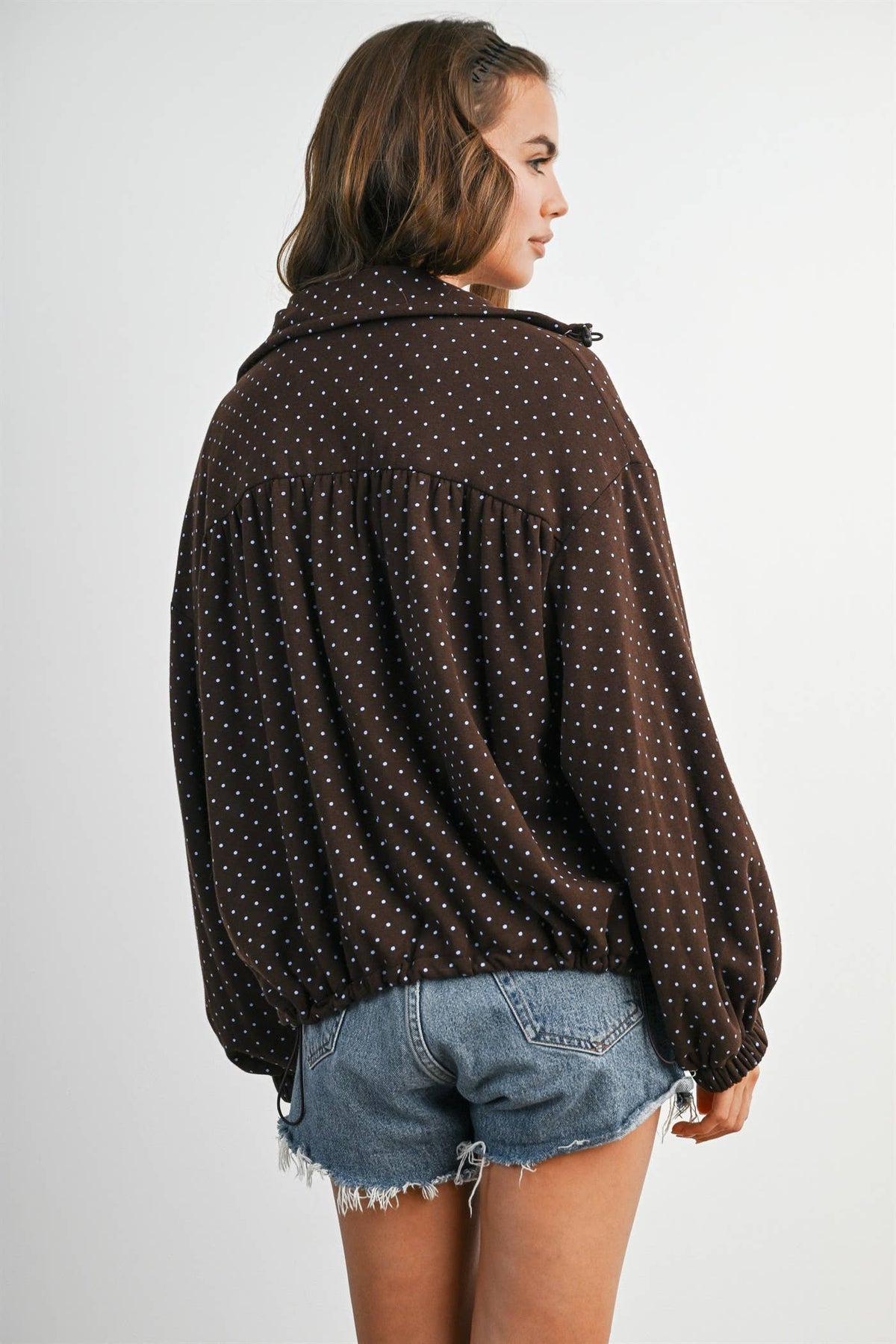 Polka Dot Zip-Up Jacket, Feathered Farmhouse
