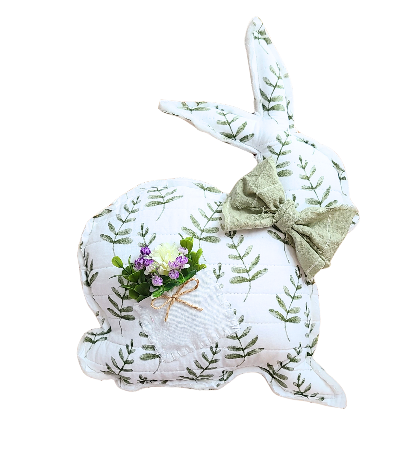 Seamed Floral Bunny Rabbit, Feathered Farmhouse