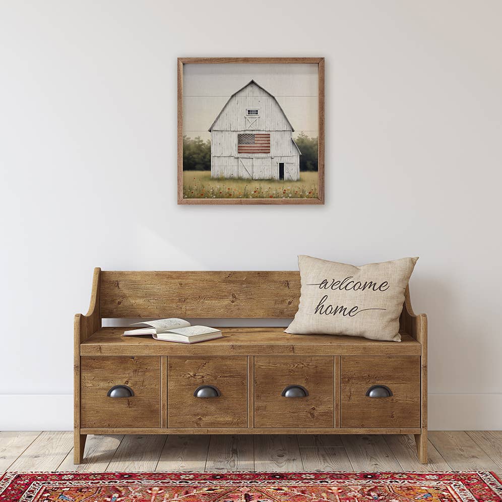 White Summer Flag Barn, Feathered Farmhouse