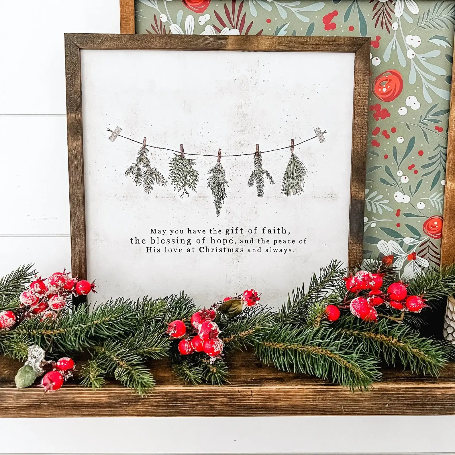 Christmas Faith Quote Sign, Feathered Farmhouse