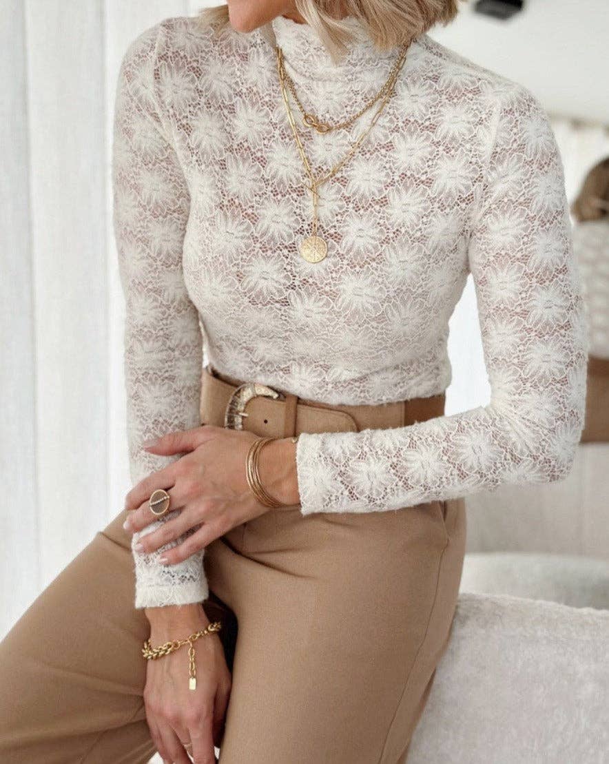 Floral Lace Long Sleeve Top, Feathered Farmhouse