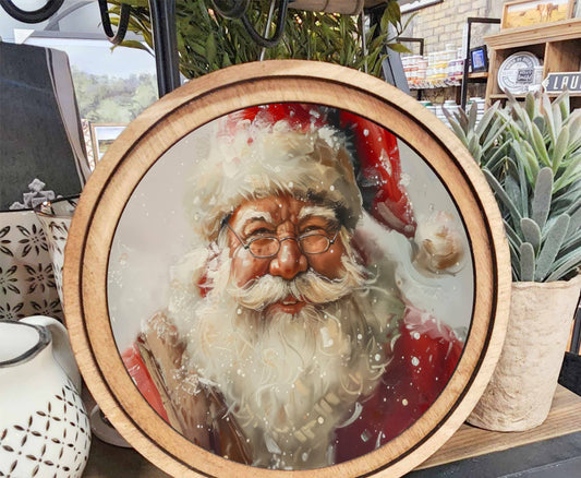Snowy Santa Art, Feathered Farmhouse