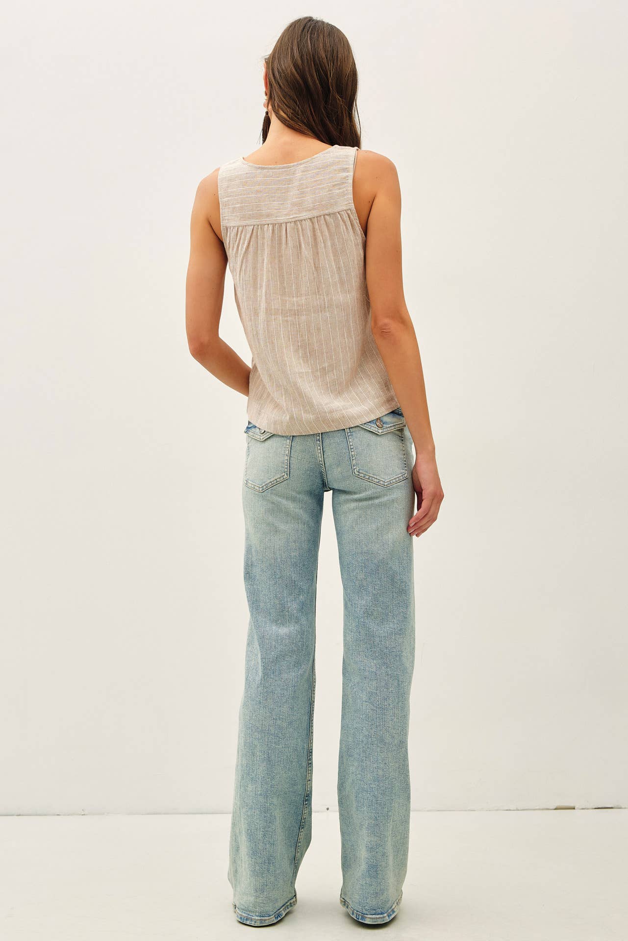 Boxy Cropped Henley Tank, Feathered Farmhouse