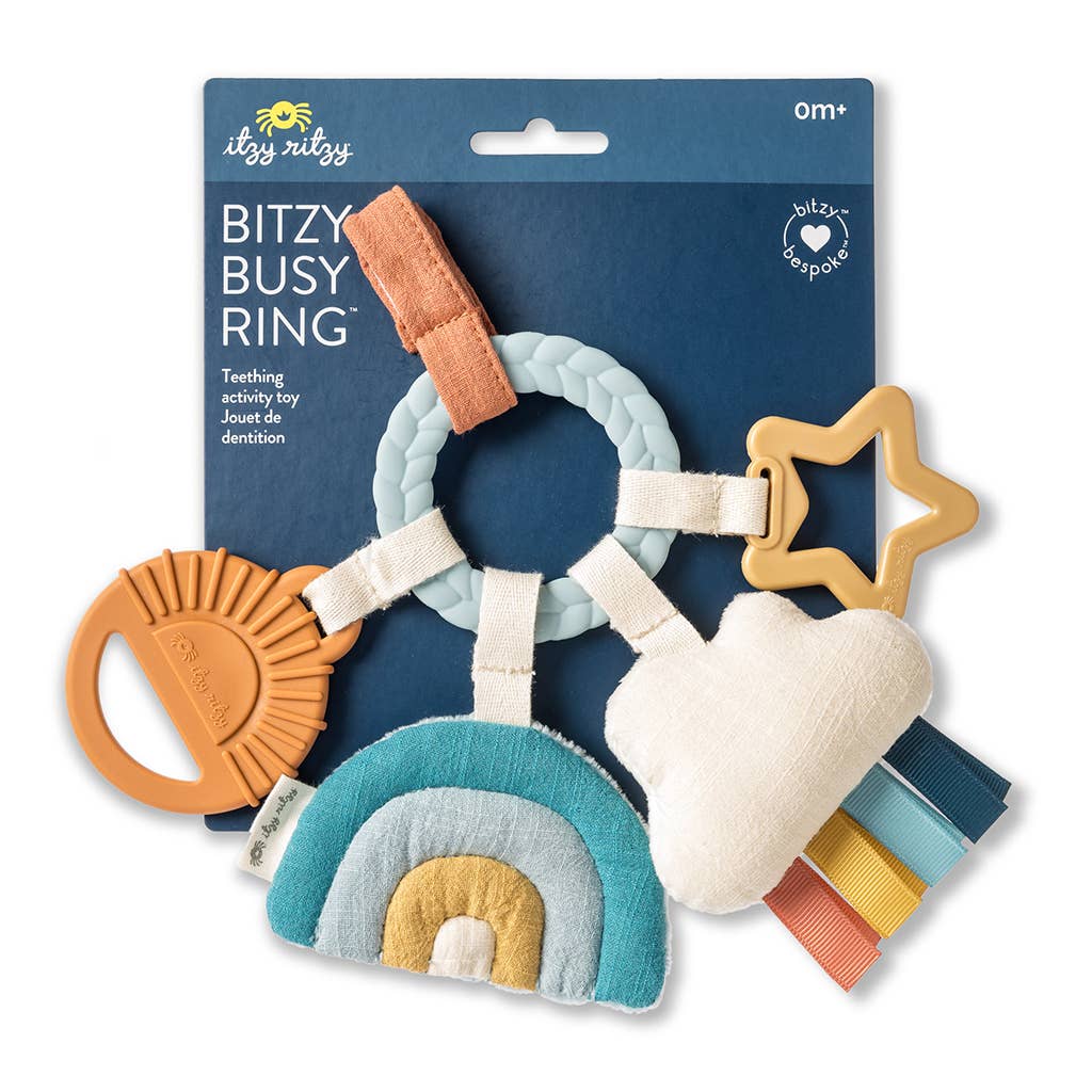 Bitzy Busy Ring™ Teething Activity Toy, Feathered Farmhouse