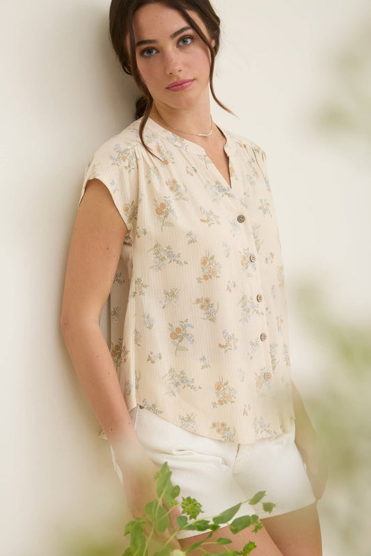Stripe Floral Shirt, Feathered Farmhouse