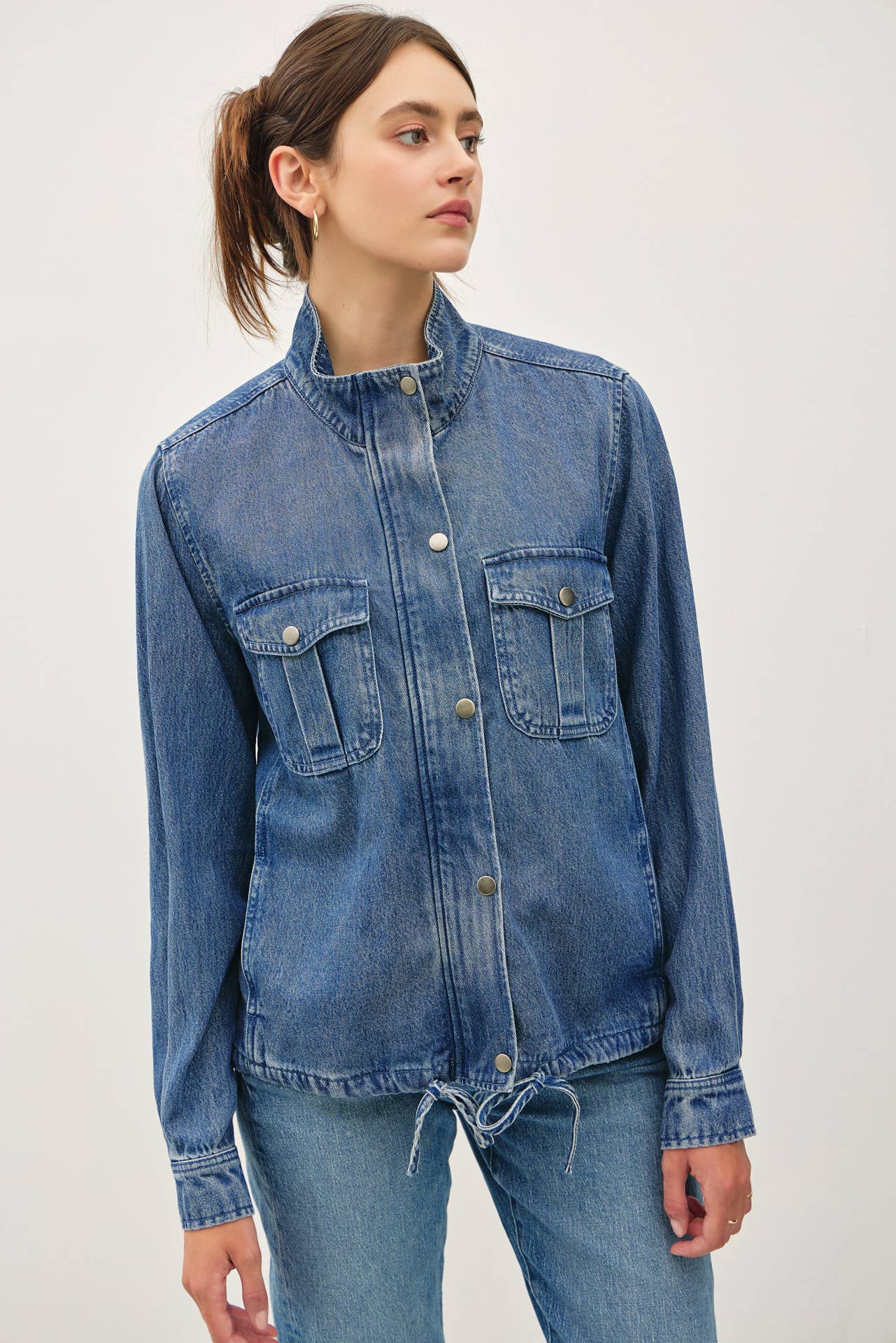 Denim Look Tencel Utility Jacket, Feathered Farmhouse