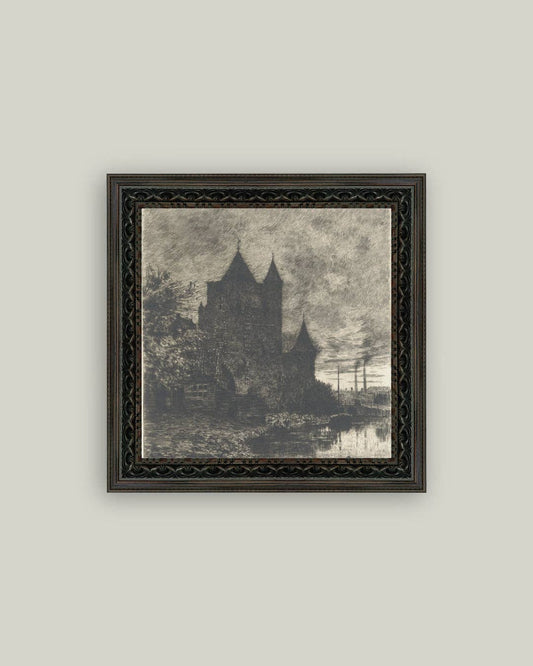 Haunted Chateau Framed Antique Art, Feathered Farmhouse