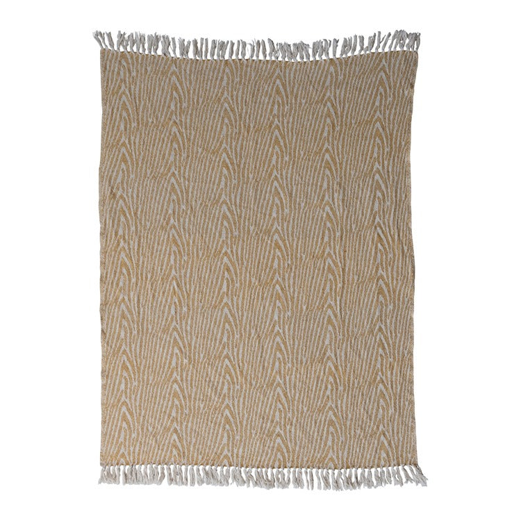 Woven Recycled Cotton Blend Throw, Feathered Farmhouse