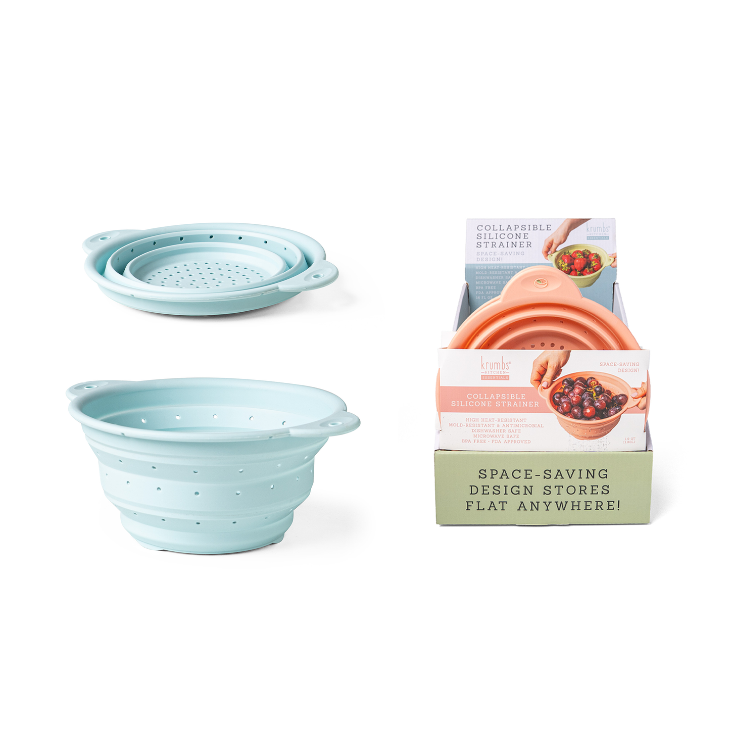 Collapsible Silicone Strainer Assortment, Feathered Farmhouse