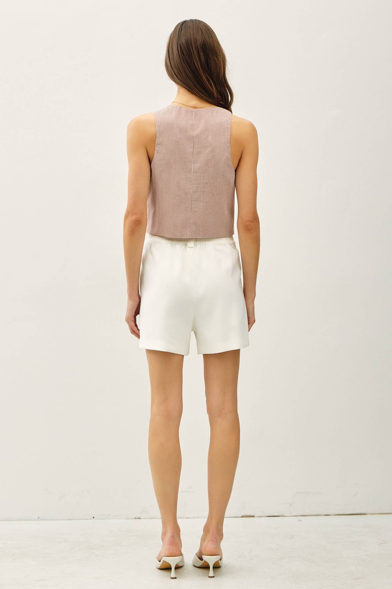Pinstriped Cotton Vest, Feathered Farmhouse