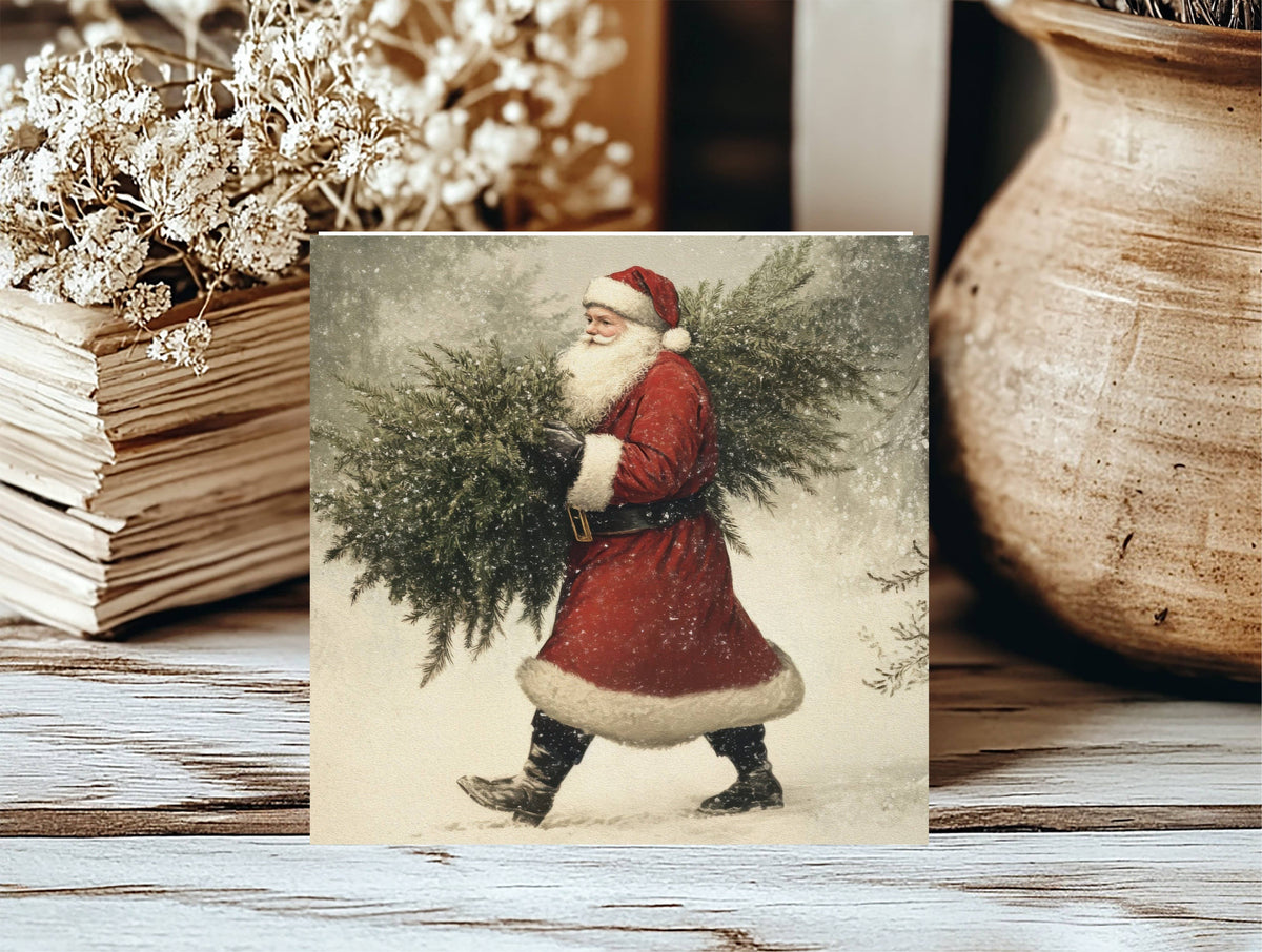 Santa With Tree Insert, Feathered Farmhouse