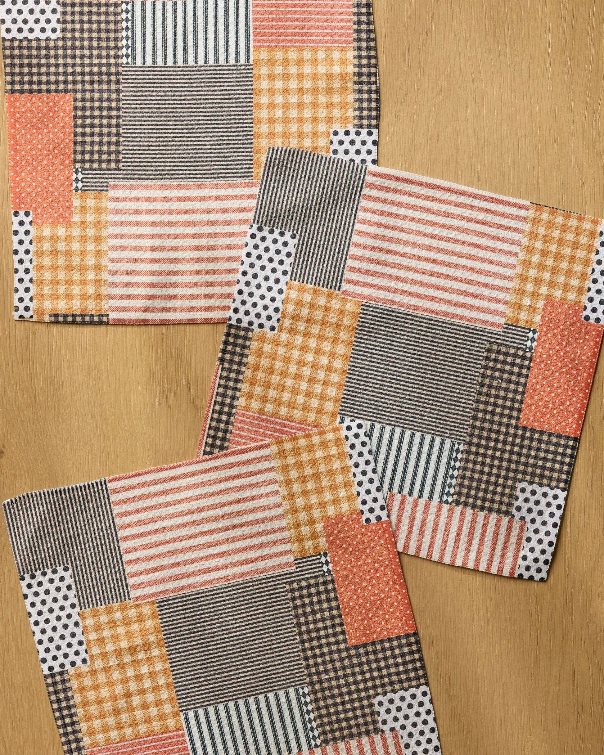Patch and Pumpkin Dishcloth Set, Feathered Farmhouse