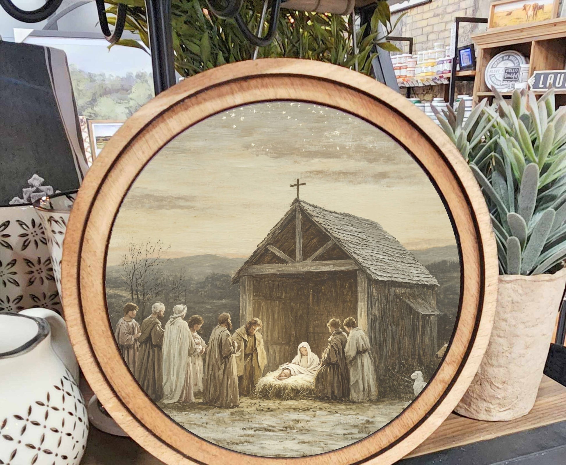 Nativity Scene Art, Feathered Farmhouse