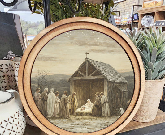 Nativity Scene Art, Feathered Farmhouse