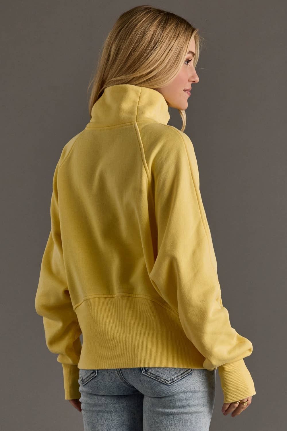 Yellow Quarter Zip Sweatshirt, Feathered Farmhouse