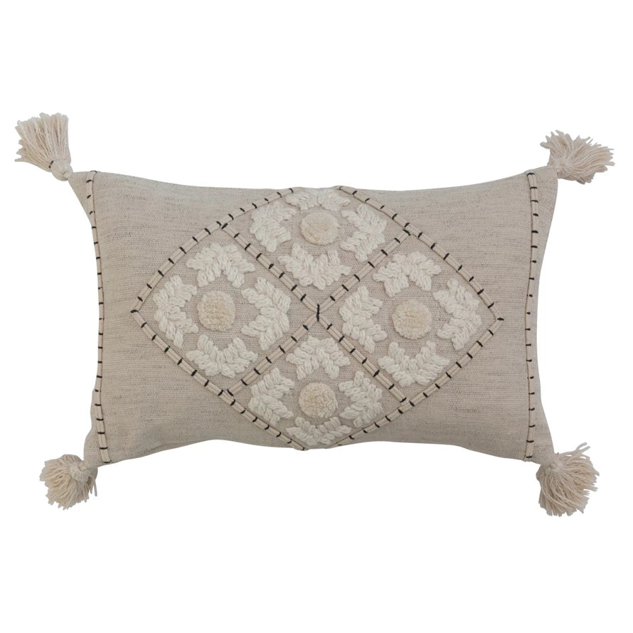 Embroidered Lumbar Pillow, The Feathered Farmhouse