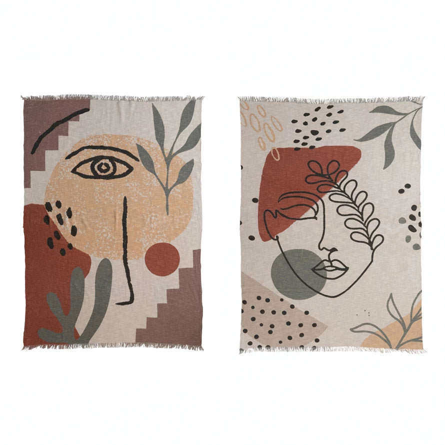 Abstract Face Throw, Feathered Farmhouse