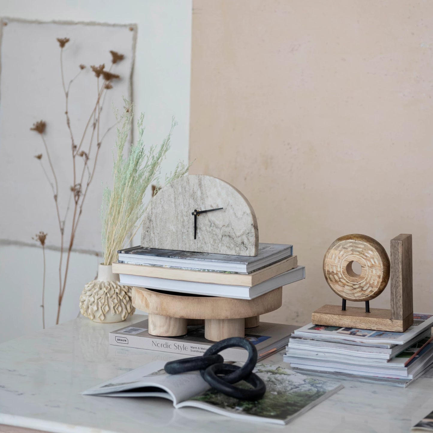 Half Circle Marble Mantel Clock, The Feathered Farmhouse