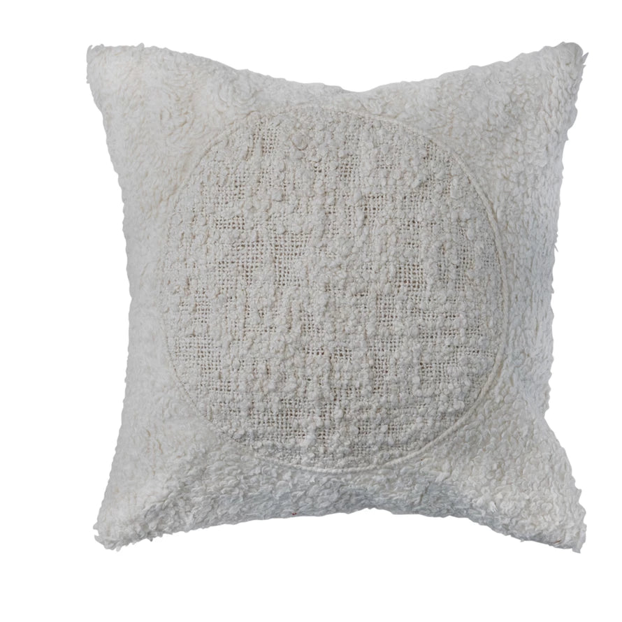 Square Cotton Sherpa Pillow, Feathered Farmhouse