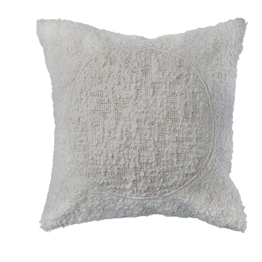 Square Cotton Sherpa Pillow, Feathered Farmhouse