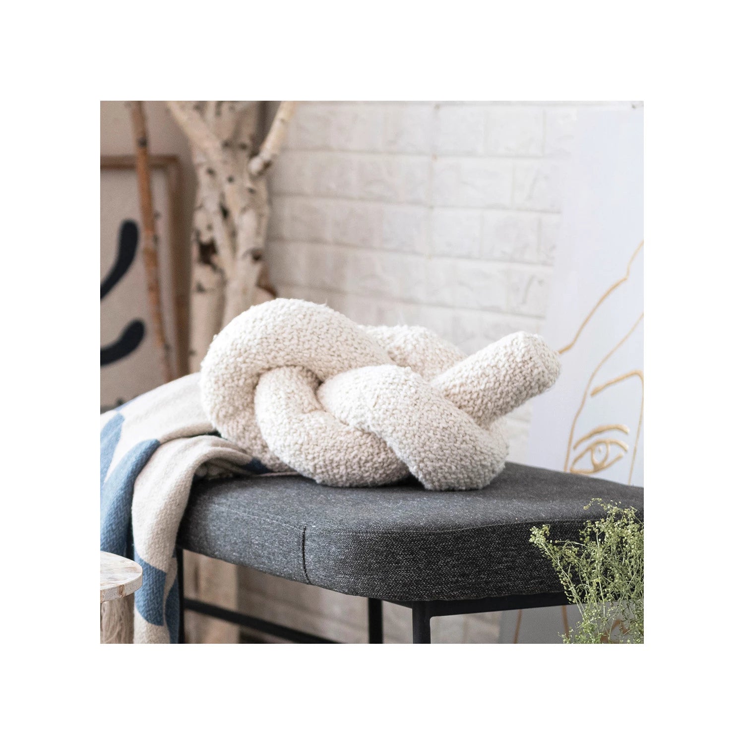Bouclé Knot Pillow, Feathered Farmhouse