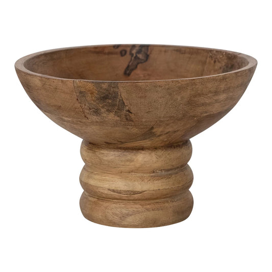 Ribbed Wood Footed Bowl, The Feathered Farmhouse