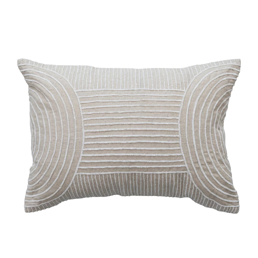 Lumbar Pillow with Geometric Stripes, Feathered Farmhouse
