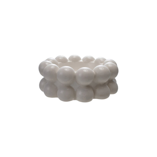 Stoneware Bowl with Balls, Feathered Farmhouse