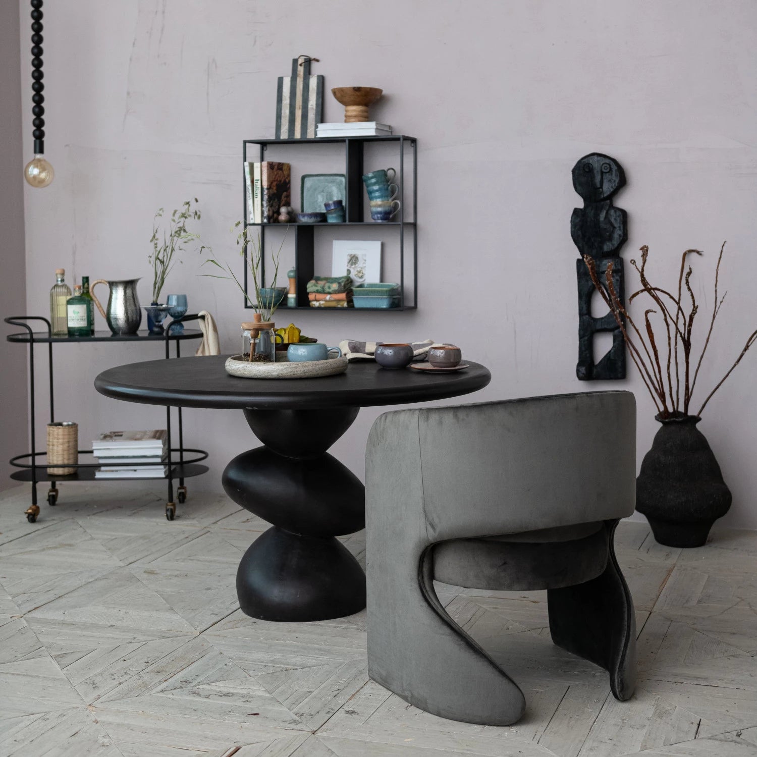 Metal Wall Self with Four Shelves, Feathered Farmhouse