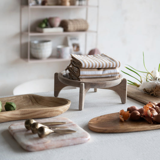 Oval Mango Wood Tray, Feathered Farmhouse