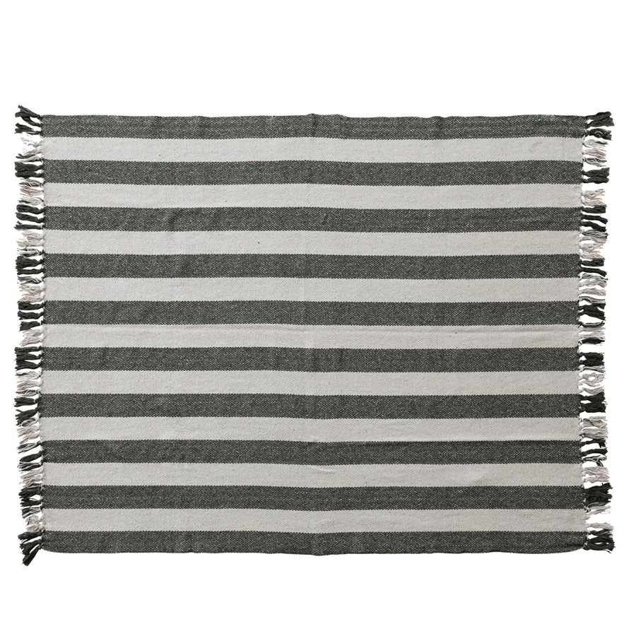 Cotton Striped Throw, Feathered Farmhouse