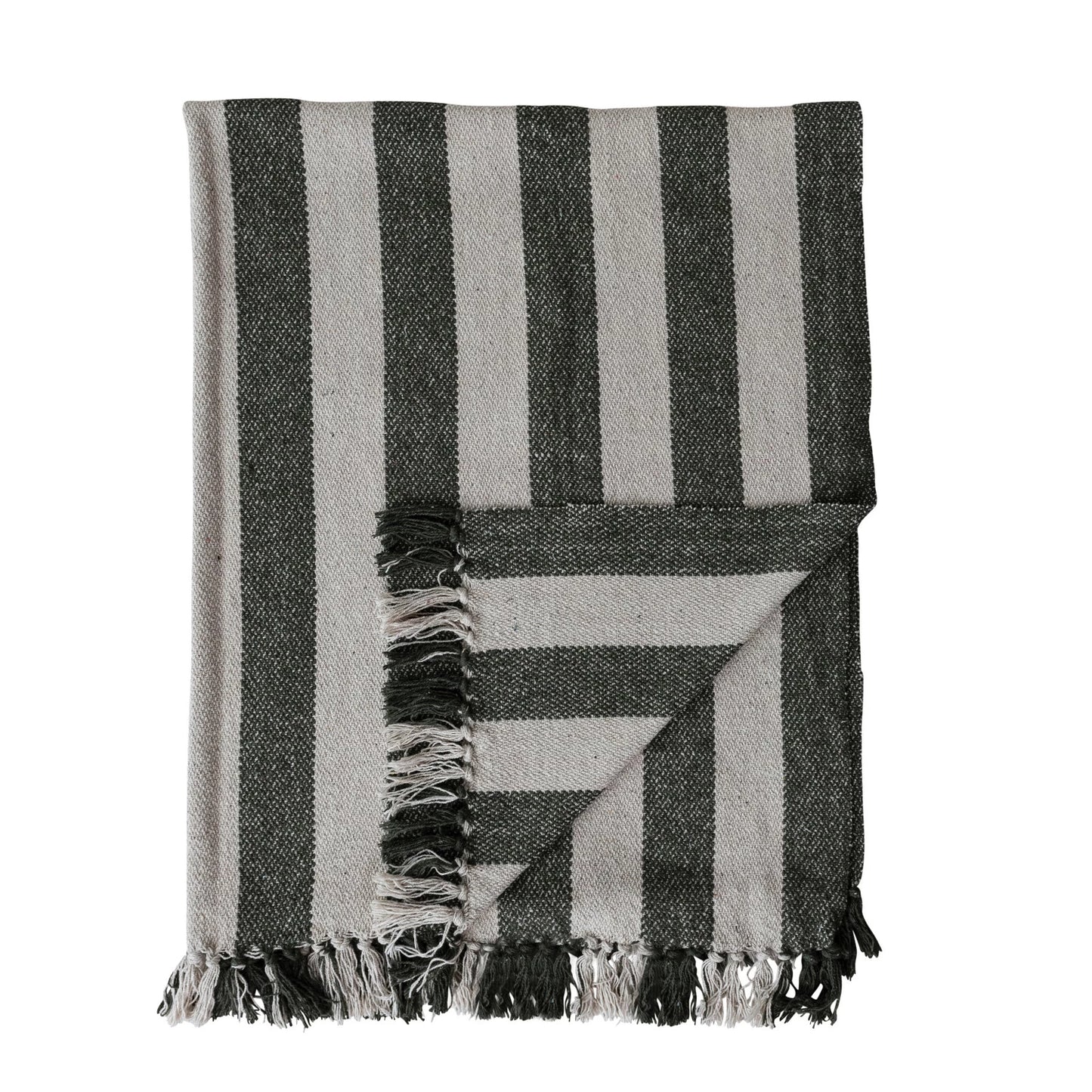 Cotton Striped Throw, Feathered Farmhouse