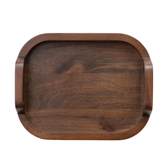 Mango Wood Tray with Handles, Feathered Farmhouse