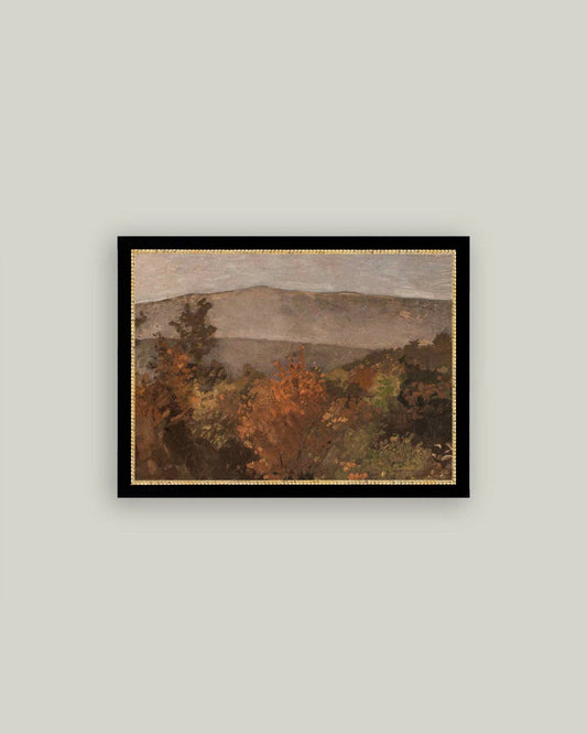 Autumn Tree Tops Framed Antique Art, Feathered Farmhouse