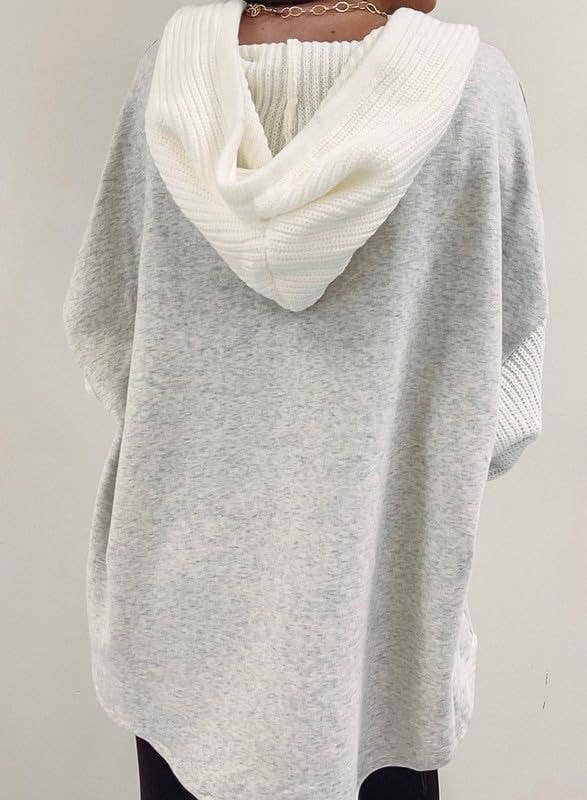 Colorblock Hoodie Sweatshirt with Button Detail, Feathered Farmhouse