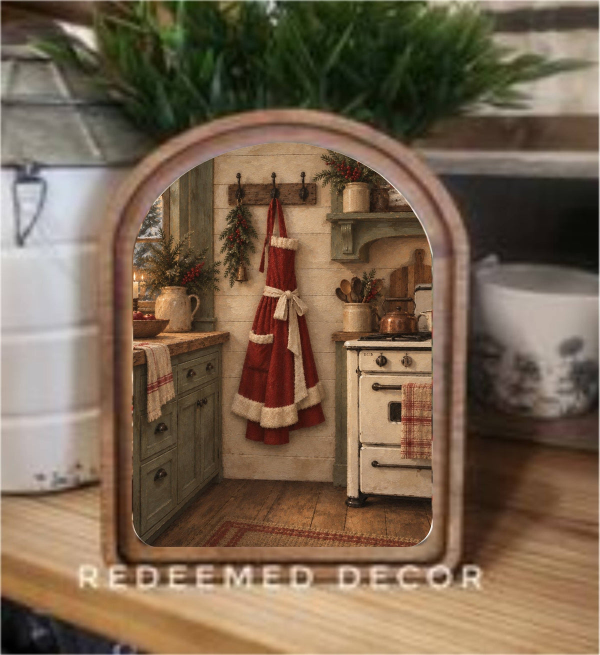 Claus Kitchen Framed Arch Top, Feathered Farmhouse