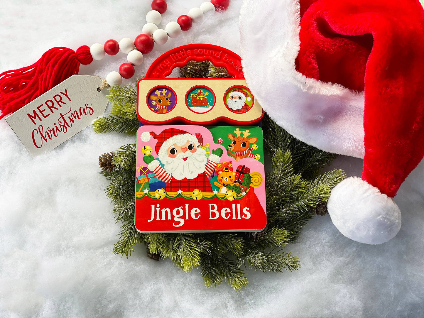 Jingle Bells 3-Button Christmas Sound Book, Feathered Farmhouse