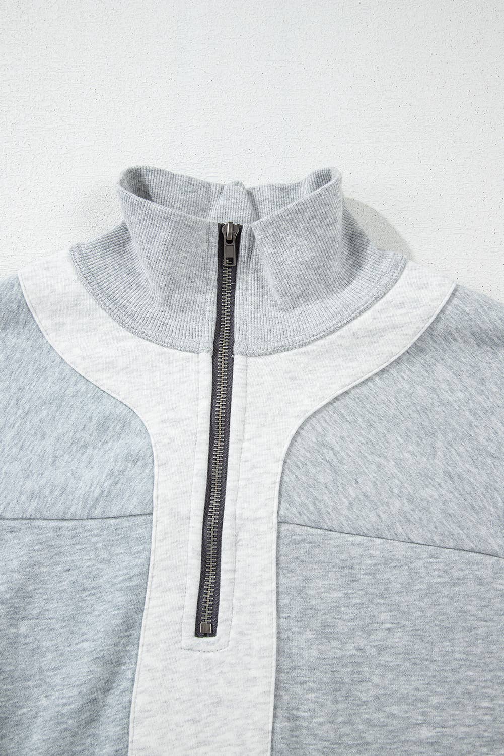Half Zip Side Slit Sweatshirt, Feathered Farmhouse