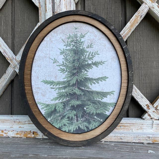 Douglas Fir Oval Print, Feathered Farmhouse